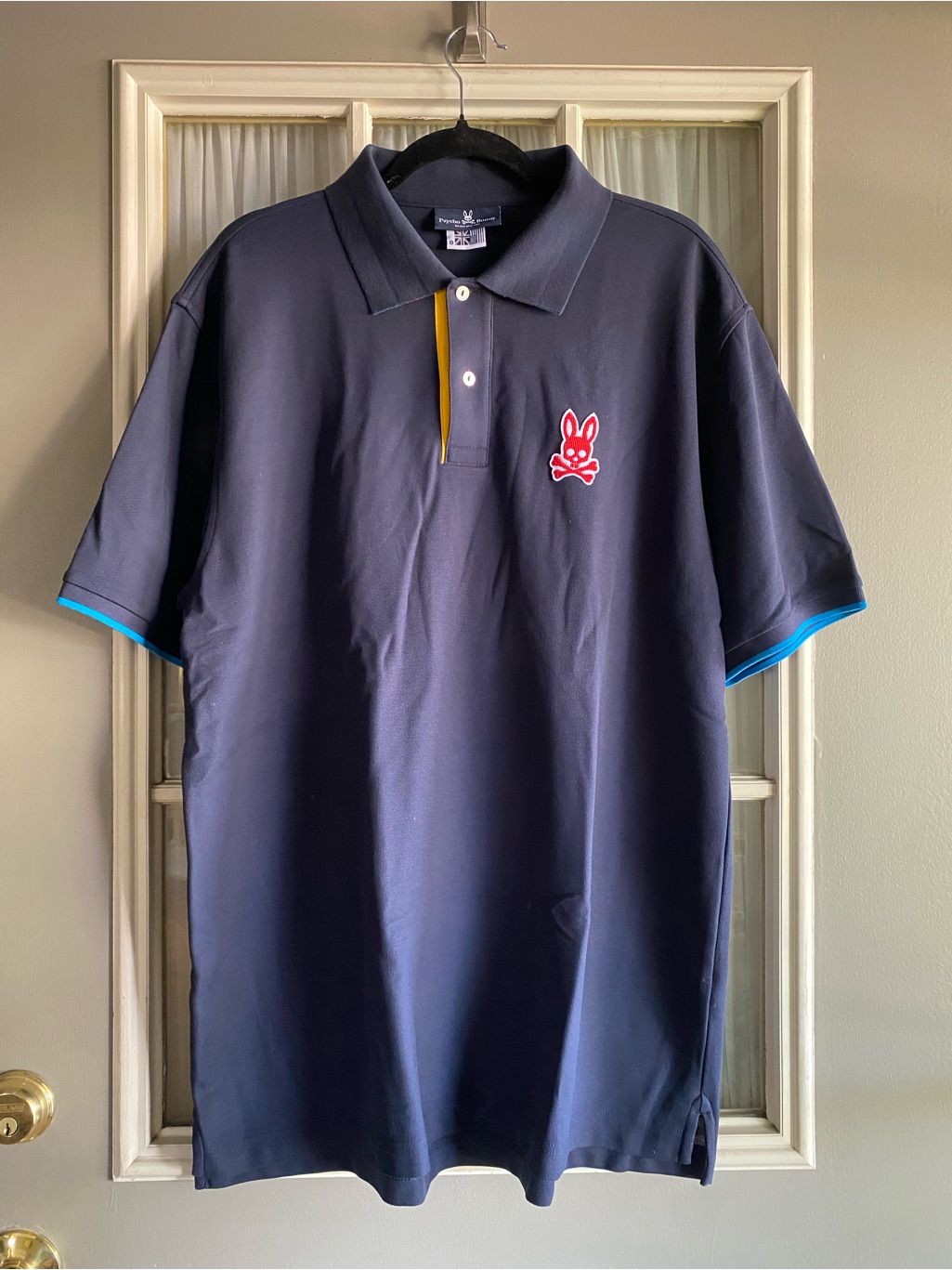 Psycho Bunny Men’s Navy Polo Shirt With Red Logo